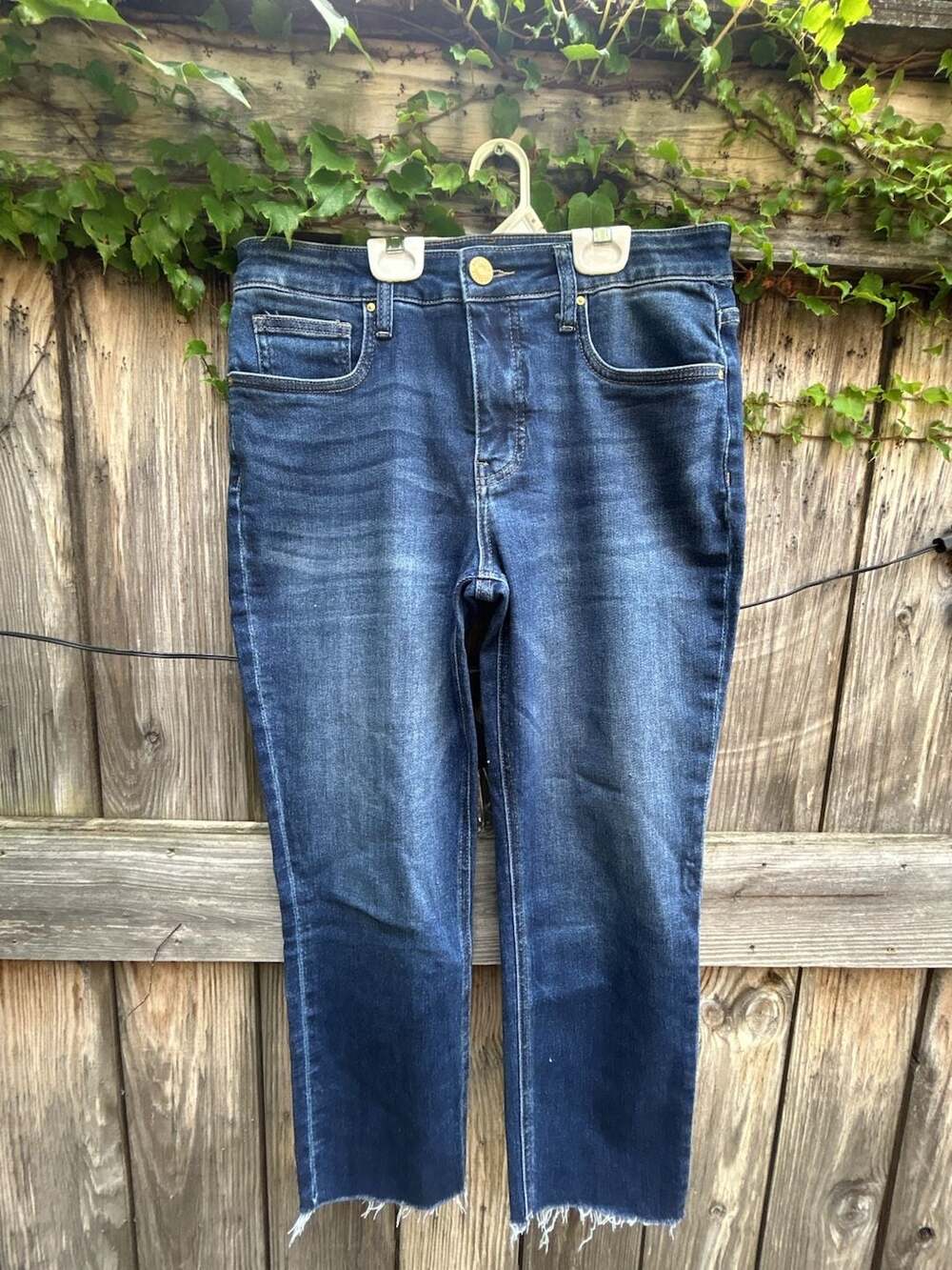 KUT from the Kloth Dark Wash Raw Hem Ankle Straight Jeans